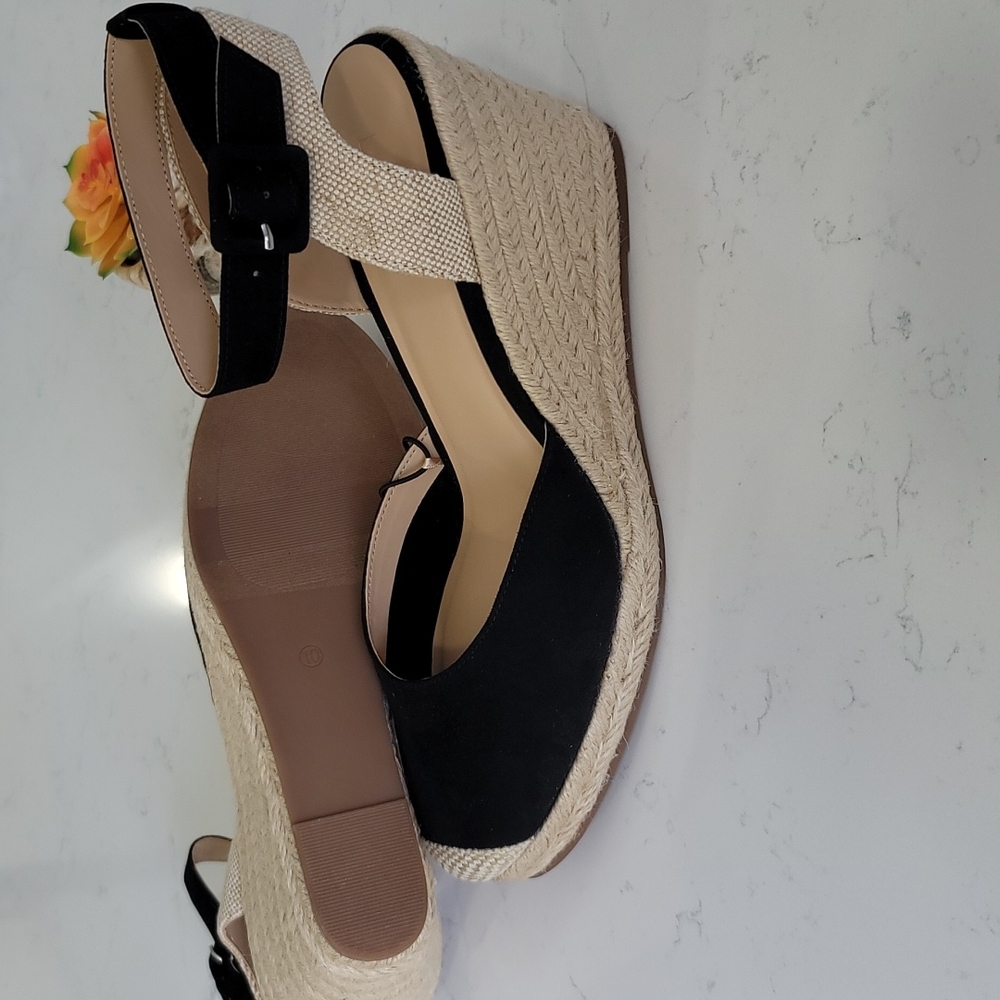 All Seasons Black Espadrille Wedges